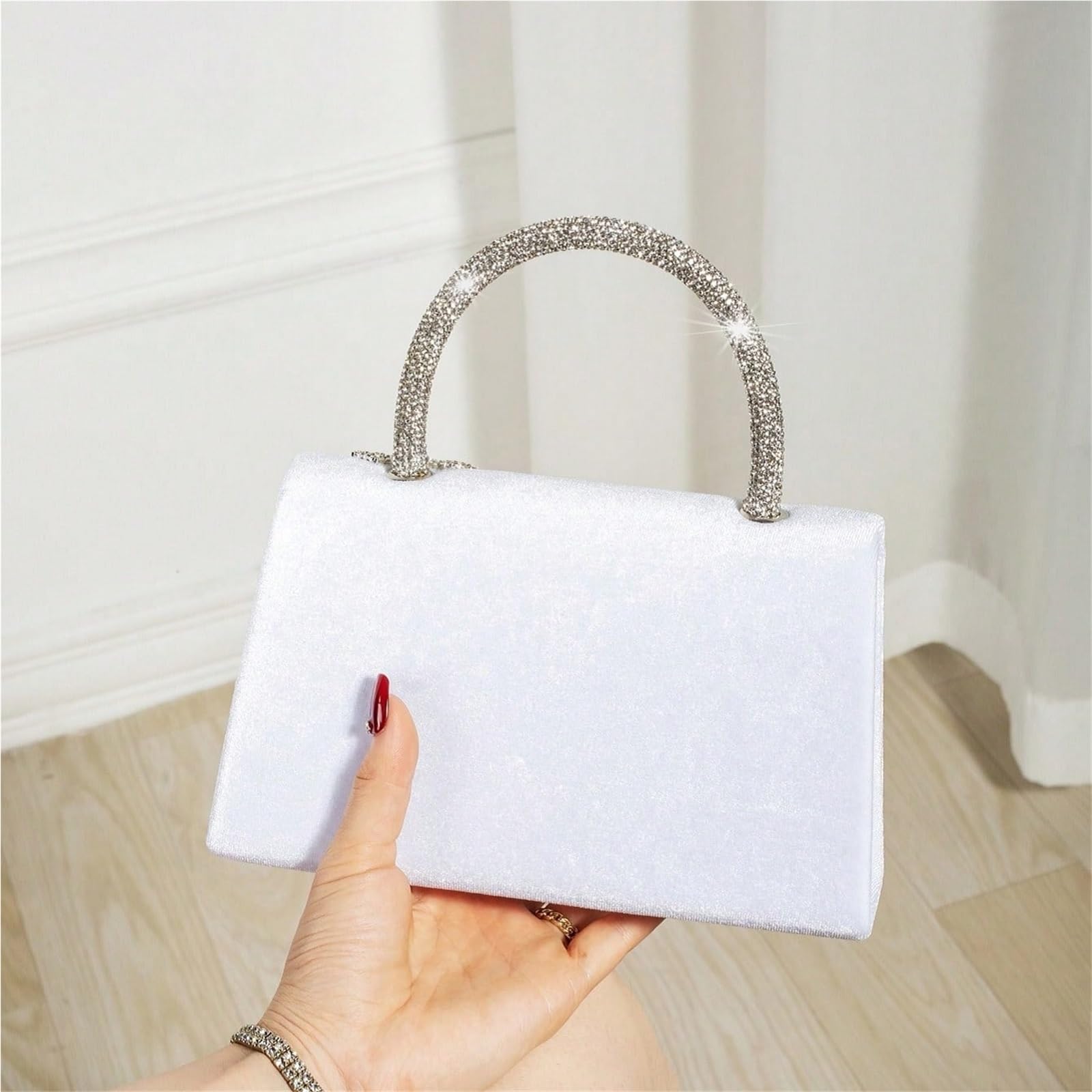 Borse Con Strass Borsa elegante e alla moda, graziosa pochette in velluto con nappa, borsa for ragazze festaiole, donna, adatta for feste, balli studenteschi, banchetti