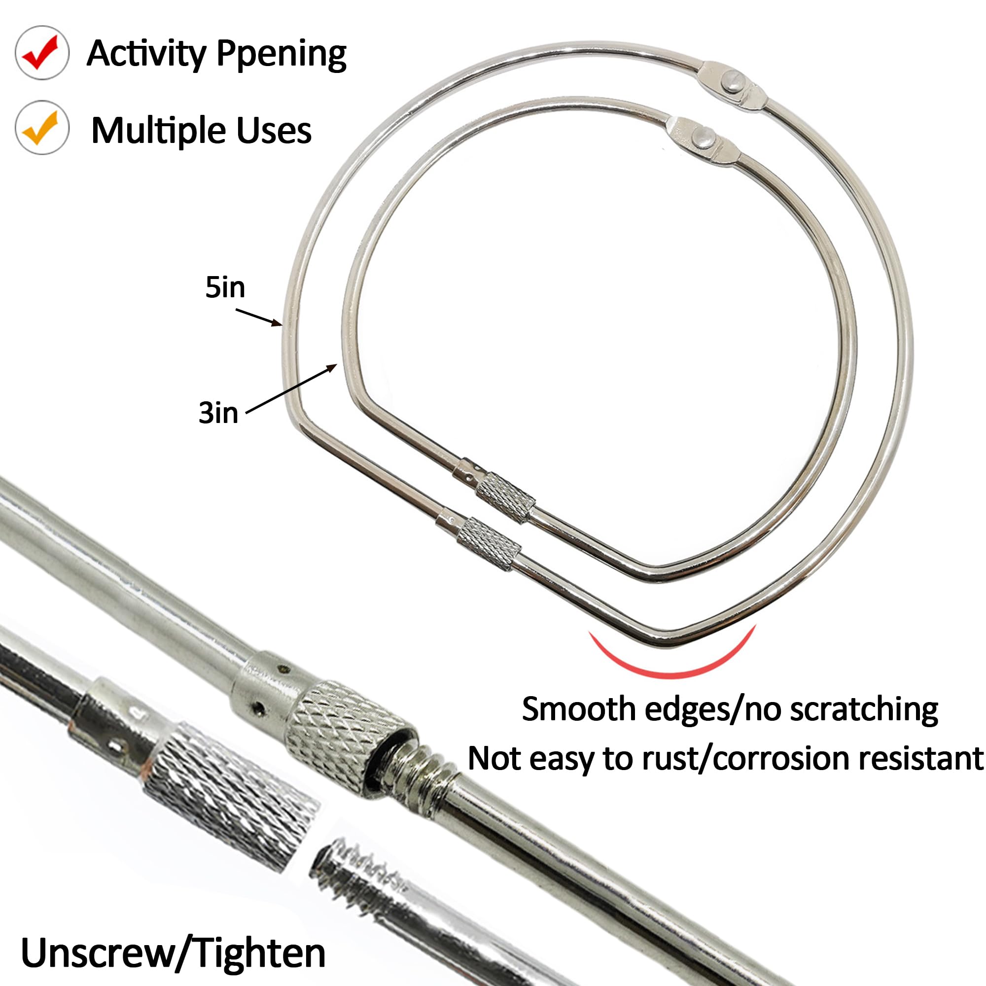 Amazon | 5インチ 特大キーリング:D型バインダーリング 簡単ロックで