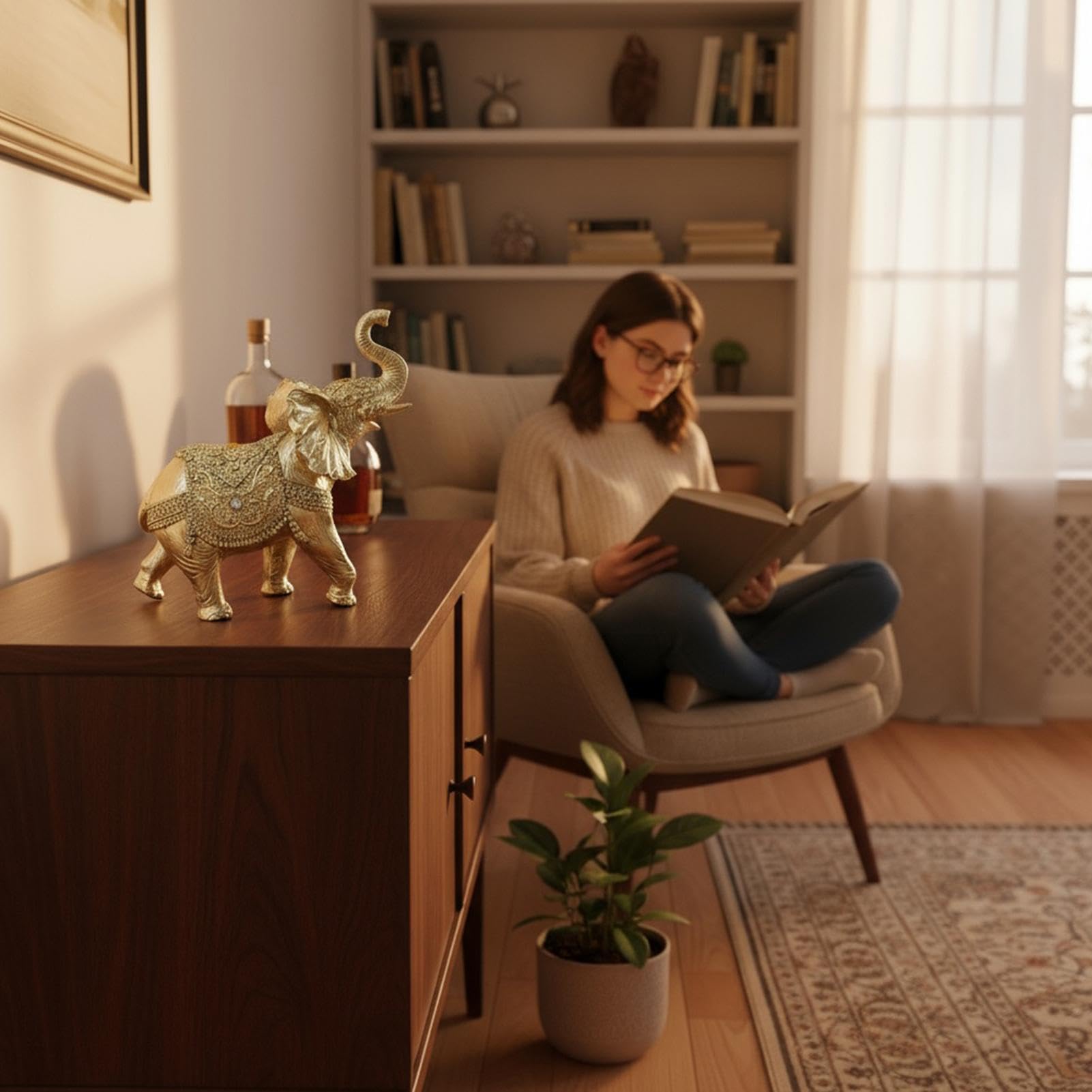 Generico Decoración De Elefante Para El Hogar Escultura De Resina Estética