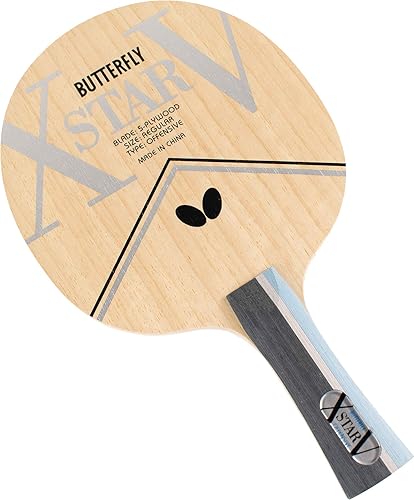 Butterfly Xstar V Table Tennis Blade - Beginner Table Tennis Blade - Flared Shakehand Handle - 5-ply All-Wood Table Tennis Blade - Professional Allround Blade