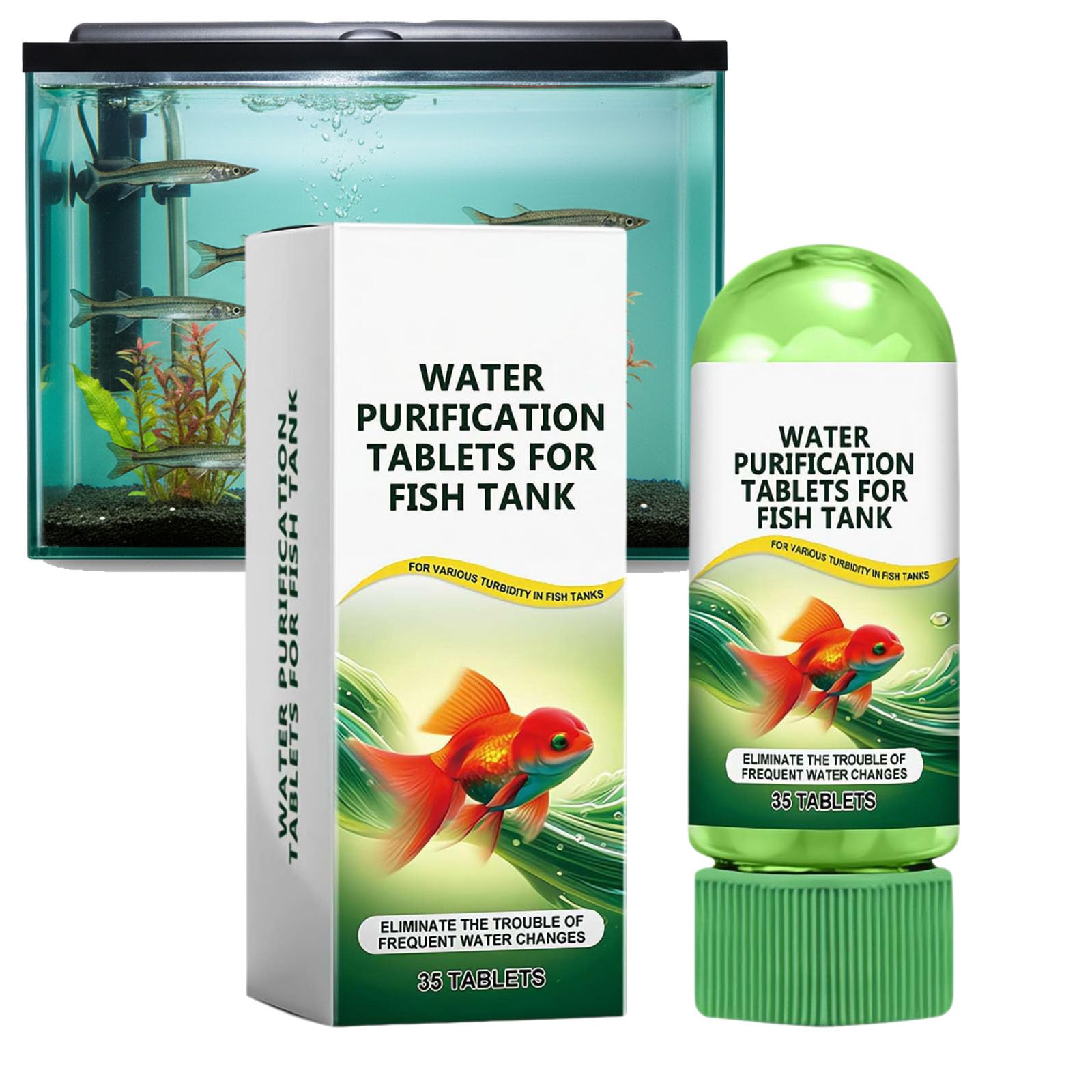 Powerful Aquarium Water Purification Tablet,Water Purification Tablets for Fish Tank,Efficient Clear Turbidity & Improve Waters Quality, Purifying Tablets to Promote Healthy Fish Environment (1pcs)