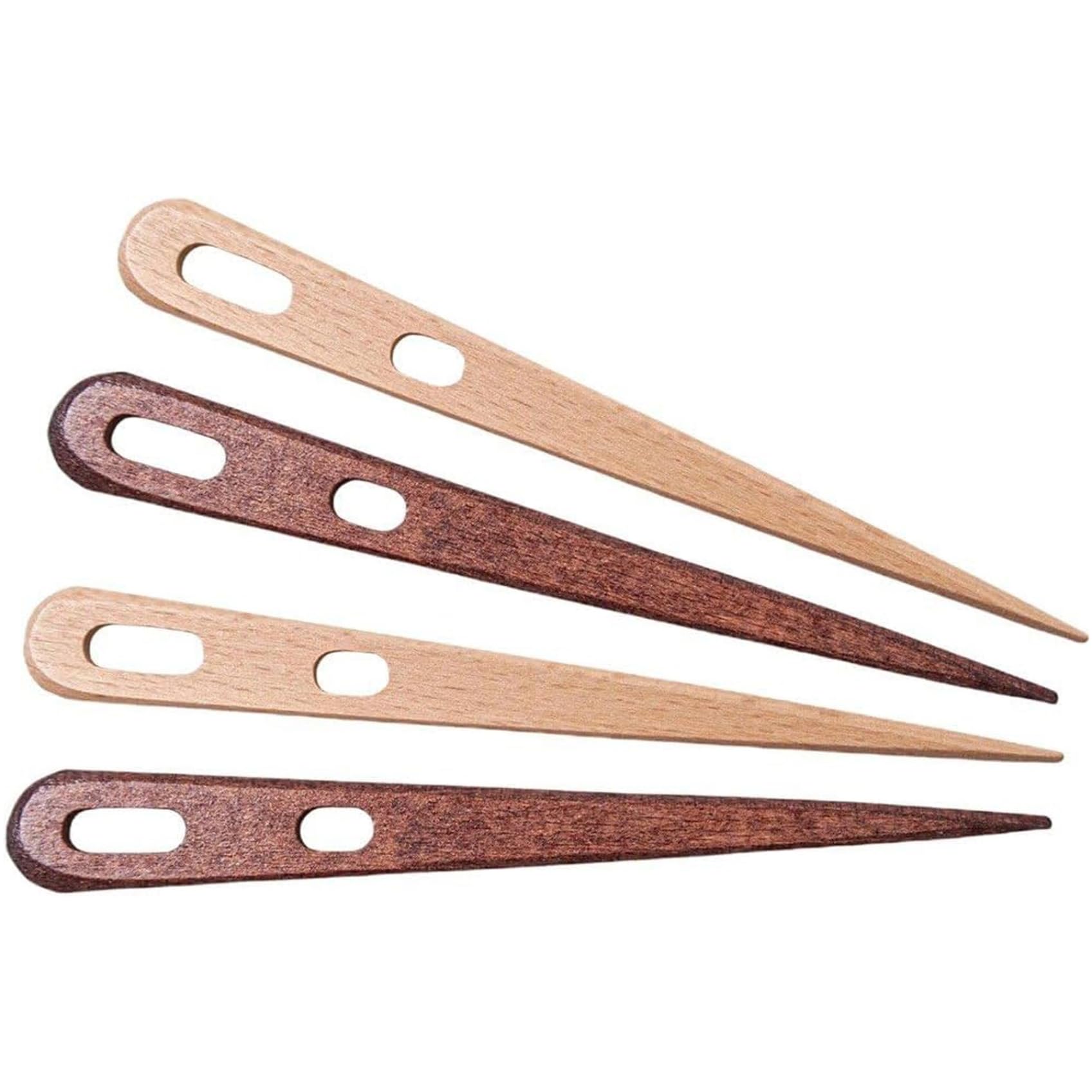 4Pcs Wooden Knitting Needles, Two-Eyed Weaving Crochet Nalbinding Needle for Tapestry Sewing Making DIY Crafts Tools, Nalbinding Needle