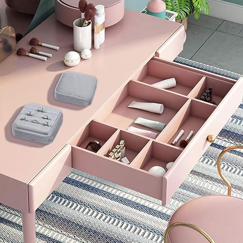 Miniatura 6 de DesignSter Caja organizadora de anillos de viaje, estuche de almacenamiento de joyería de terciopelo hecho a mano de primera calidad, colección
