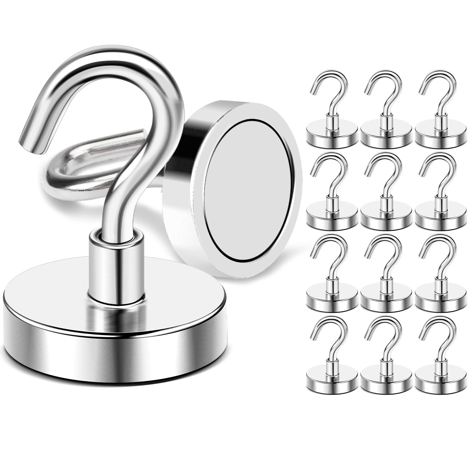DIYMAG Magnetic Hooks, 170lbs+ Magnet Garage Hook 2026 Cruise Cabin Ship Essentials Heavy Duty Strong Magnets Refrigerator Fridge Hanging for Classroom Beach Vacation Kitchen Grills Silver 16 Pack