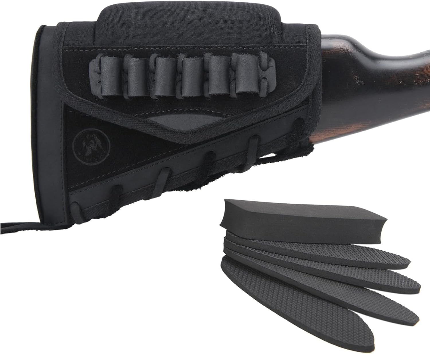 Black Cheek Riser Pad with Gun Sing Ammo Holder .30-30 .357 for Righty or Lefty Hand