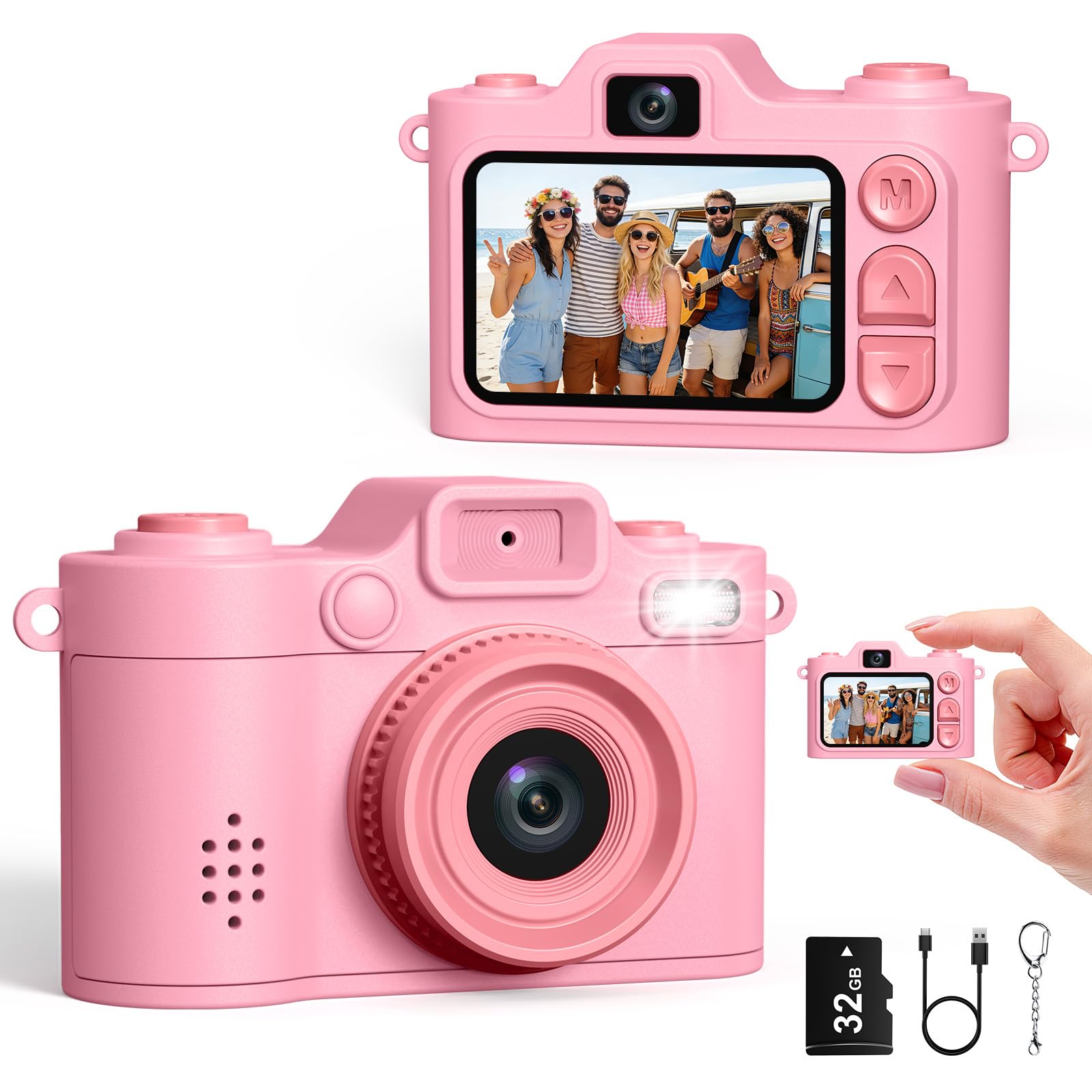 Mini Camara de Fotos, Cámara Digital Retro Pequeña FHD 1080P con Pantalla a Color de 1,38 Pulgadas, Cámara Selfie con Llavero, Flash y Grabación, Mini Cámara Creativa Tipo Pulgar, Regalo Original — view 11