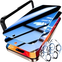 UniqueMe for iPhone 16 Pro Privacy Screen Protector – 2 Pieces Tempered Glass Privacy Film for iPhone 16 Pro and 2 Pieces Camera Protection, Anti Spy, Scratch Resistant, Bubble Proof