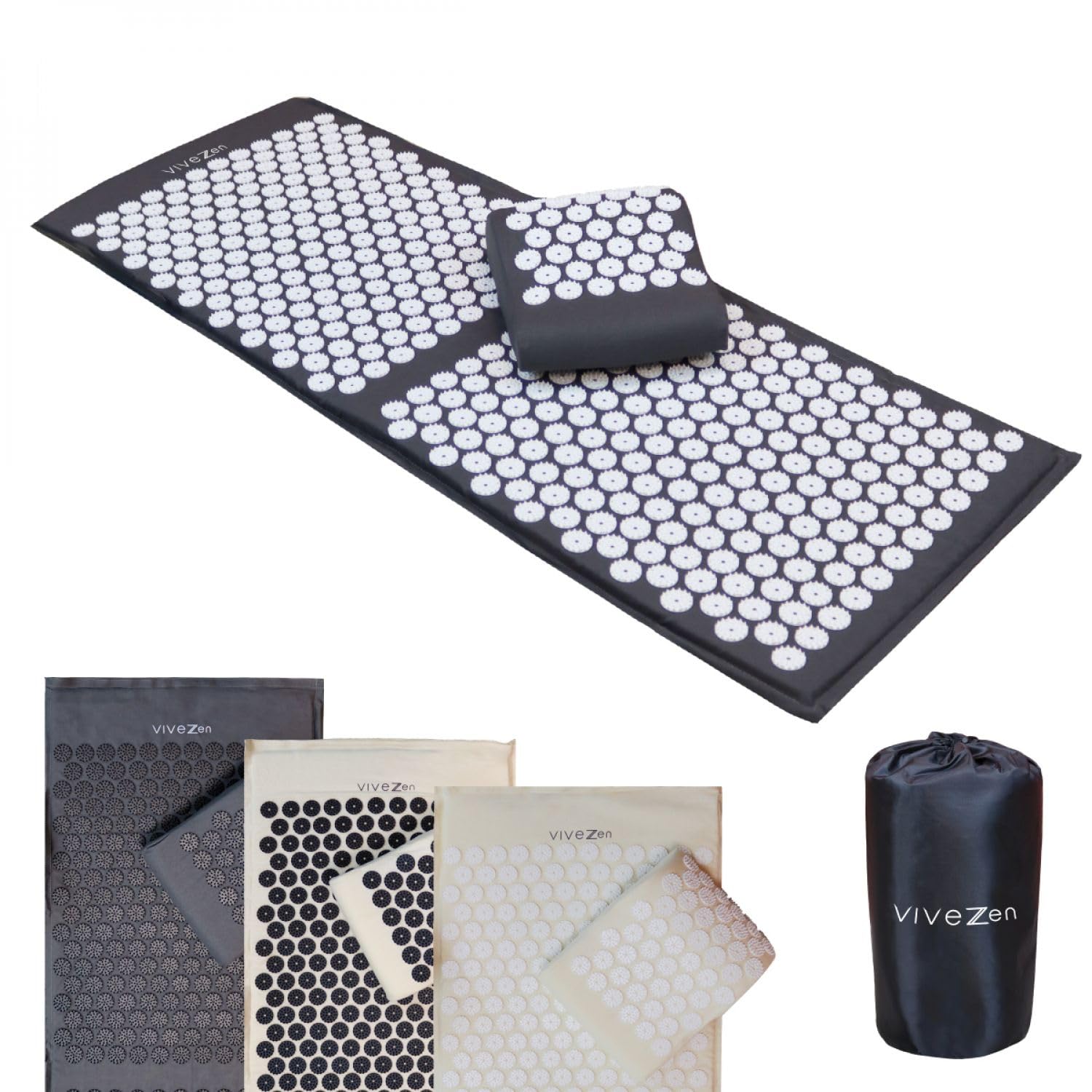 Vivezen - Tapis et coussin d'acupression avec sac de transport - Plusieurs coloris