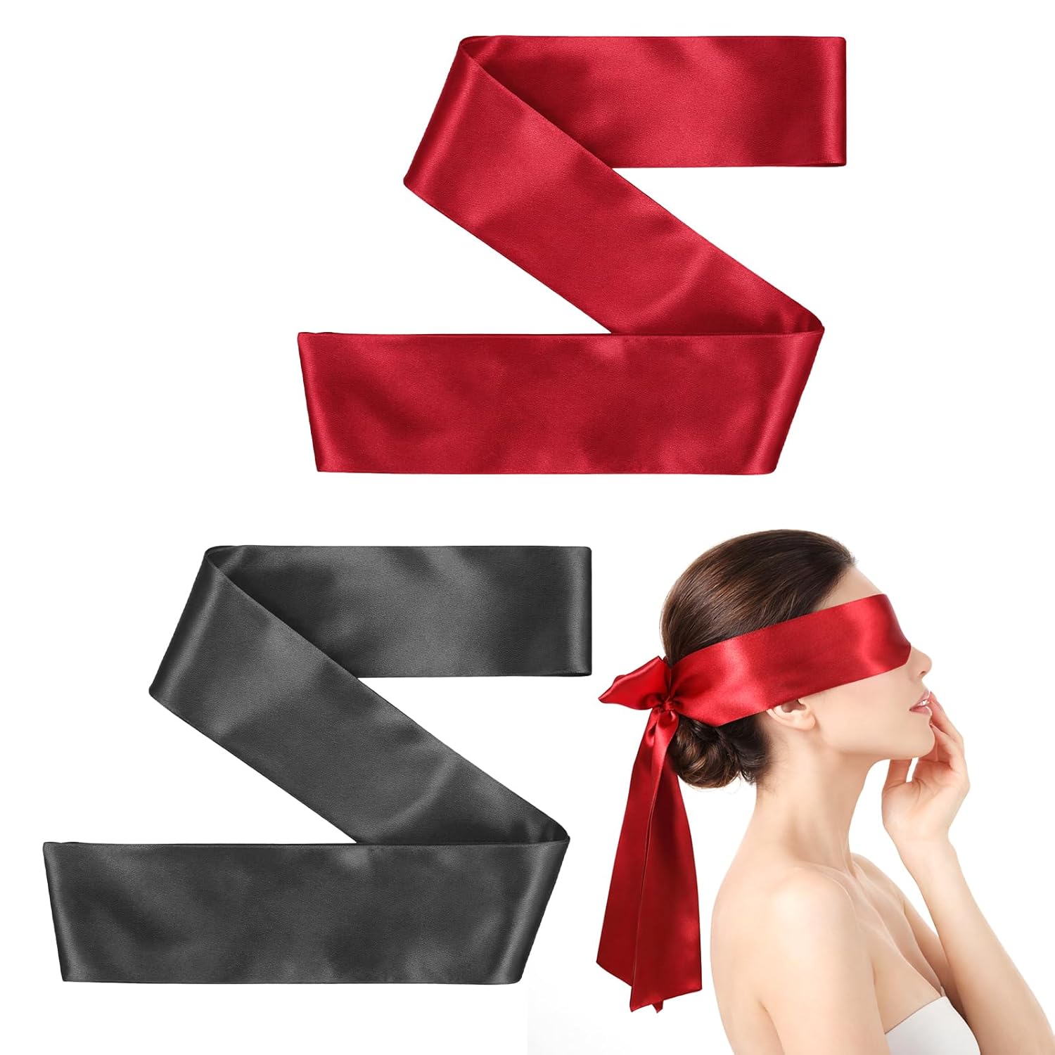 Eye Masks for Sleep Satin Sleep Mask Comfortable Blindfold for Adults Couples Adjustable Blackout Eye Cover for Women