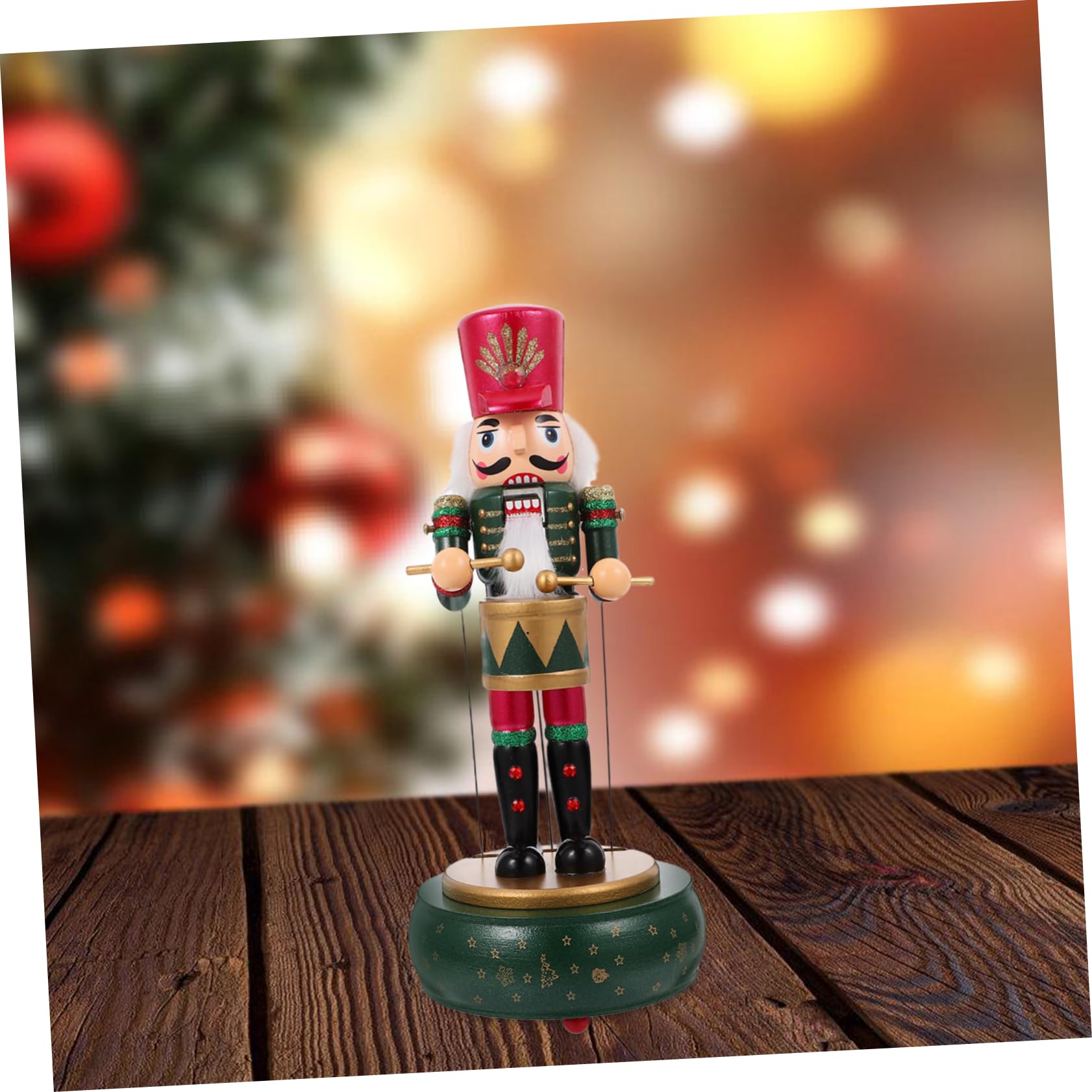 Alipis Schiaccianoci Soldato con Carillon Decorazione Natalizia in Legno Figura da Tavolo per Feste di Natale e Esposizione Soggiorno