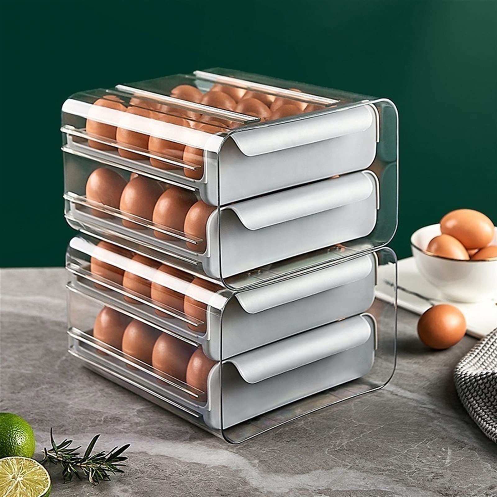 Cubo de Huevos para refrigerador 32 cajón de Huevos de celosía Soporte Organizador de Nevera Caja de Almacenamiento Transparente refrigerador de Cocina