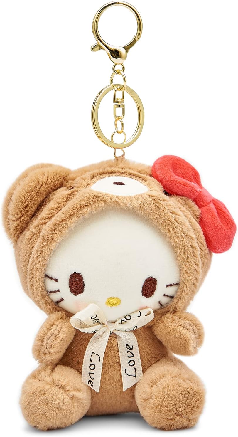 Cute Plush Keychain for Women Girls, 5" Lovely Keychain Decorative Accessories, Purse Bag Backpack Charm