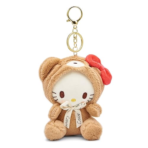 Sicpfuj Cute Plush Keychain for Women Girls, 5" Lovely Keychain Decorative Accessories, Purse Bag Backpack Charm - Brown-1-1