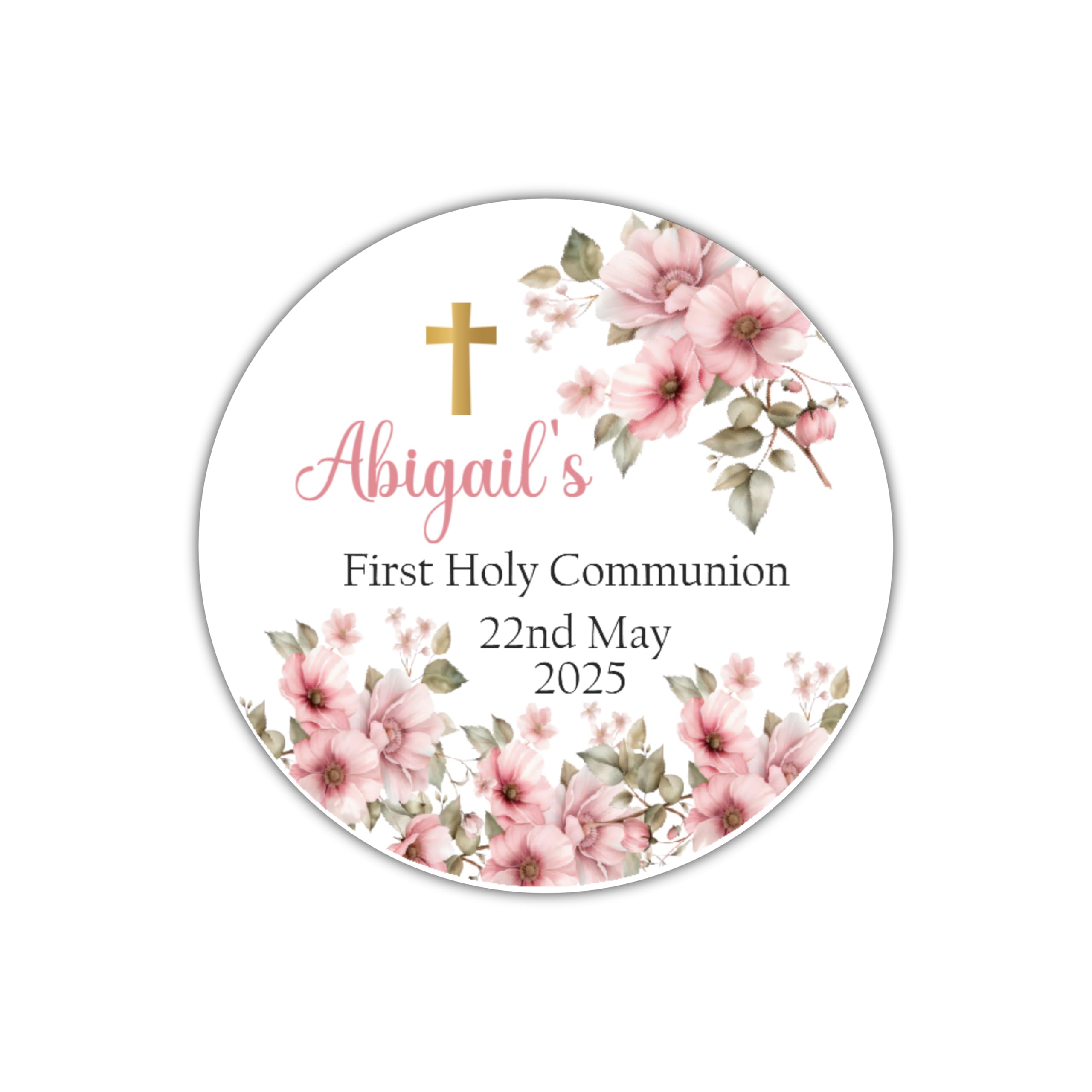 Five Star Party Supplies White Personalised First Holy Communion Stickers, Confirmation Stickers, Communion Party Favours,