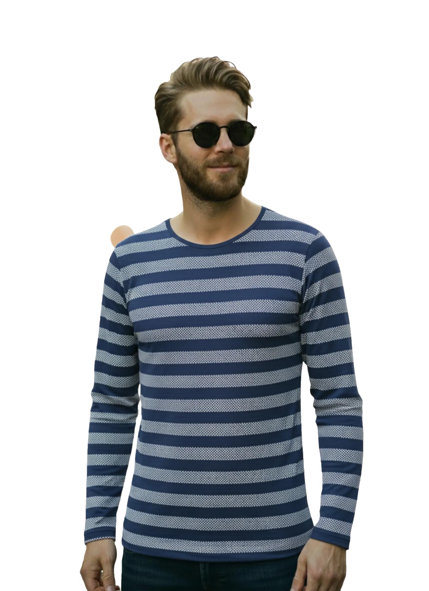 mack jonney Men’s Black Cotton Full Sleeve T-Shirt | Soft Breathable Casual Wear | Stylish Striped Round Neck Tshirt-JMAK-138-picture-38
