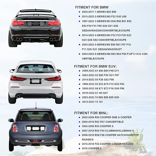 Miniatura 7 de Rear License Plate Frame Bracket Holder Mount Compatible with BMW 2005-2021, BMW 123456 Series, 328i 323i 528i M3, 2002-2019 Mini Cooper,