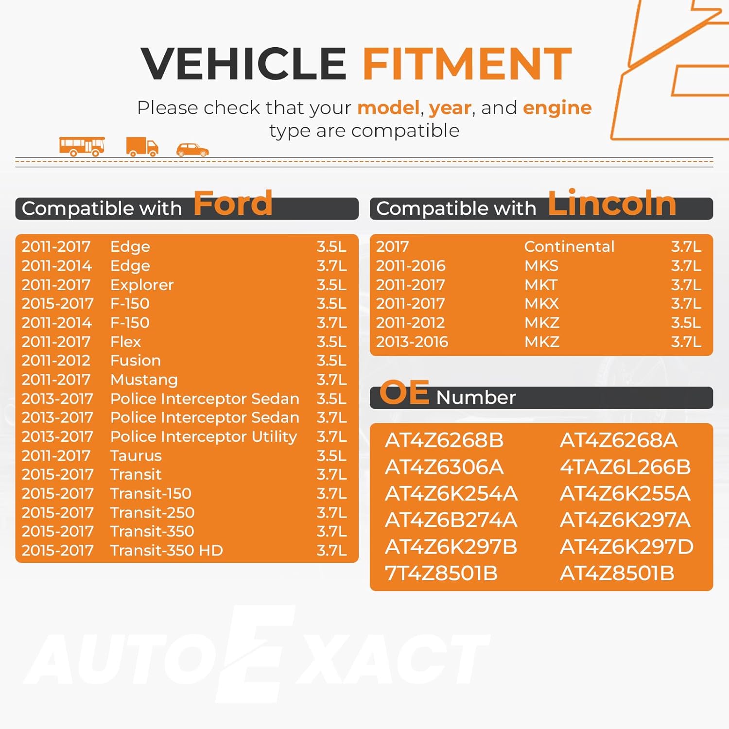 Autoexact Timing Chain Kit w/Water Pump Tensioner Guide Fits for Ford Edge Explorer F-150 Flex Mustang Police Taurus Transit Lincoln MKS MKX MKZ 2011-2017 3.5 3.7 L DOHC V6 Engine Replace # AT4Z6268A