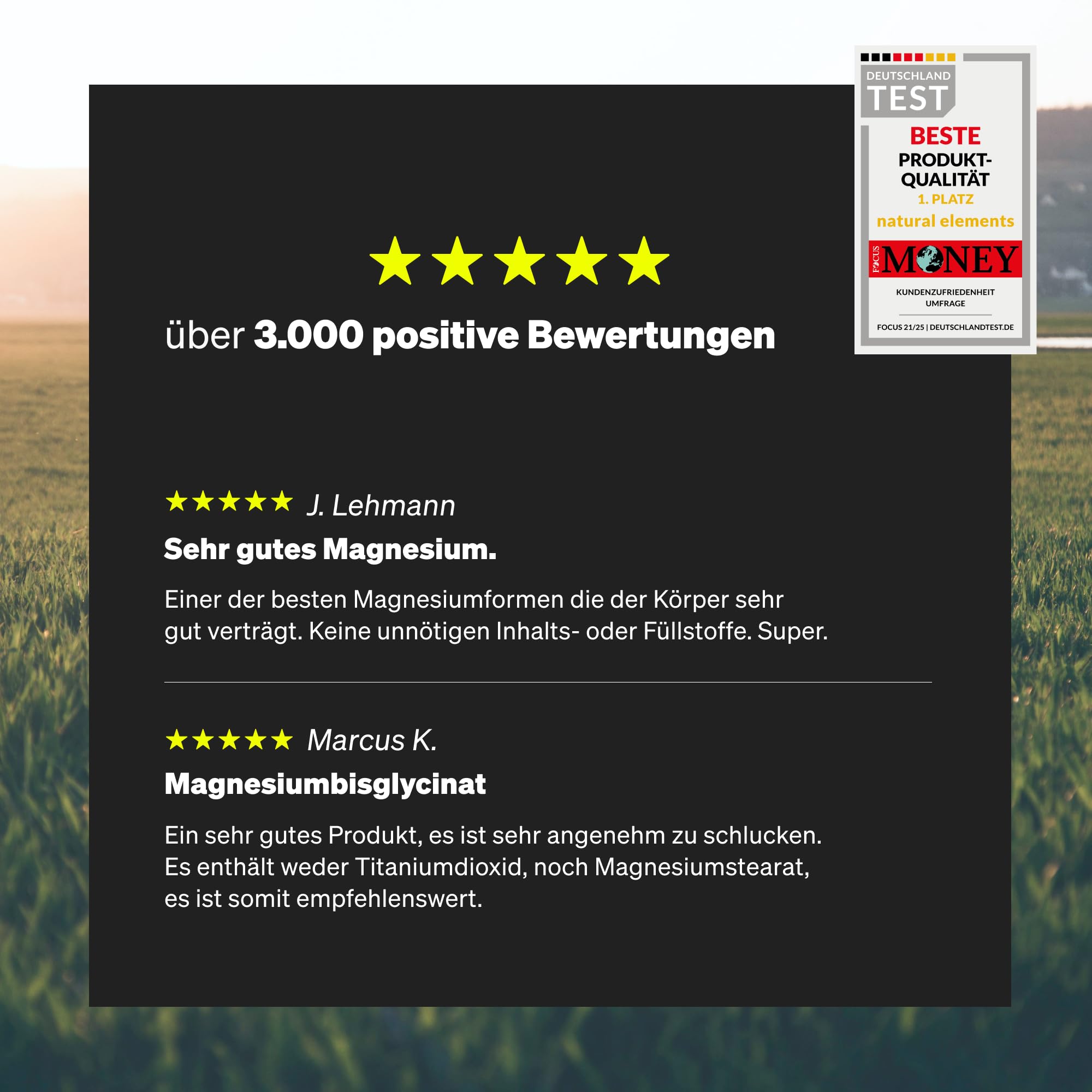 natural elements Magnesium Bisglycinat - Premium: Chelatiertes Magnesium - 180 Kapseln - 300mg elementares Magnesium pro Tagesdosis - Laborgeprüft, vegan, hochdosiert