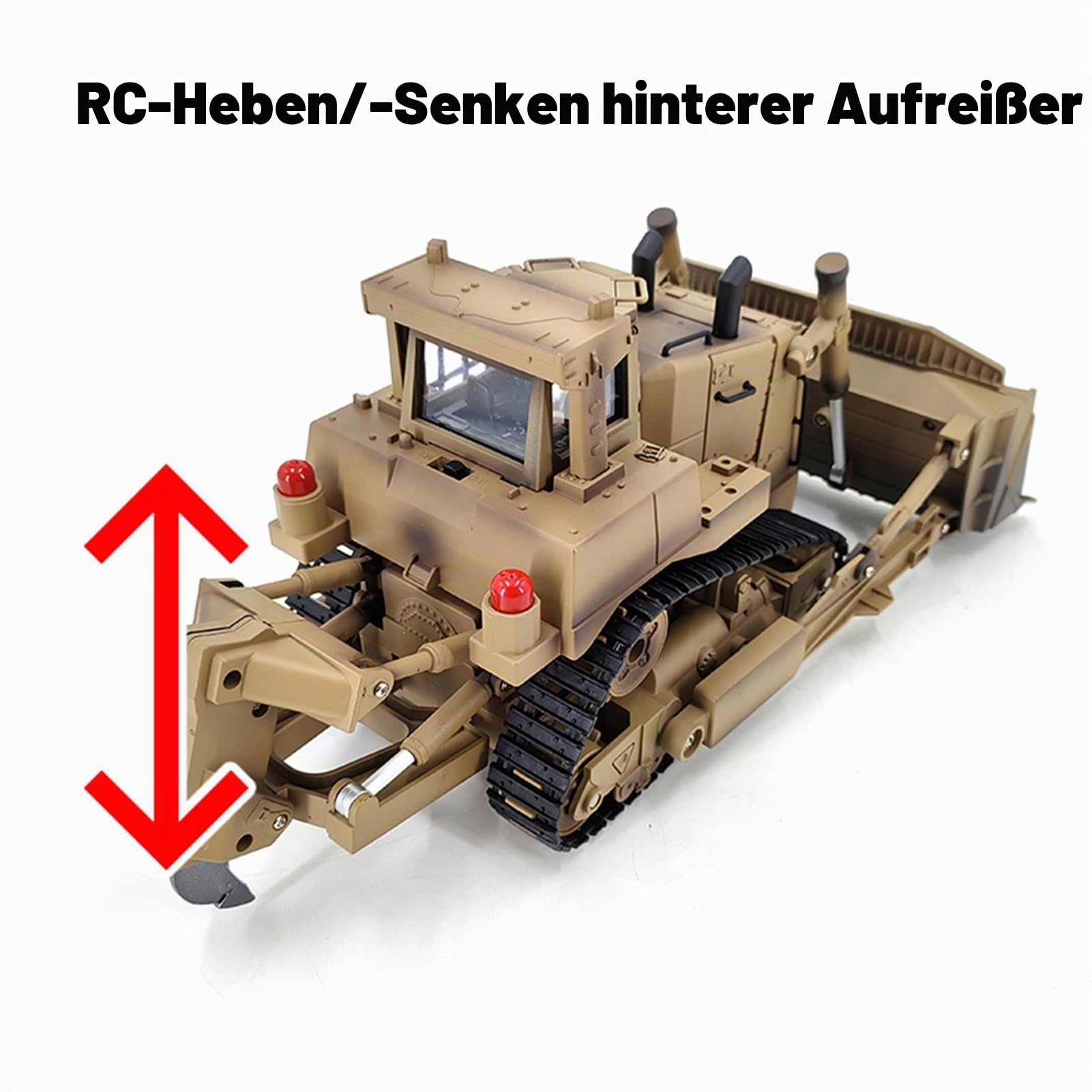 Dilwe 1/16 RC Dozer, Ferngesteuerter 2,4-GHz-Bulldozer mit Anhebbarem Schild und Aufreißer, für Baumodell und Ausstellung