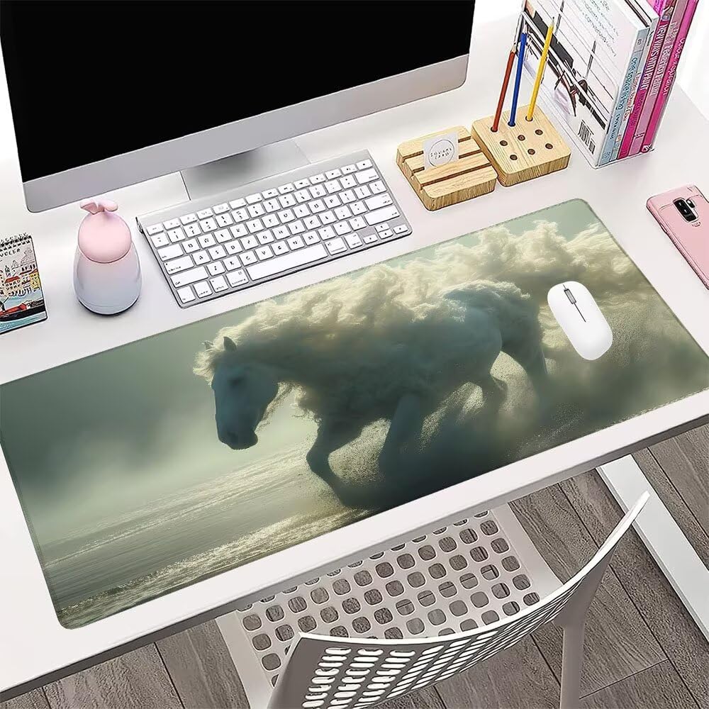 Tappetino Mouse Gaming xxl Accessori Scrivania Ufficio Grigio Cavallo Grande Tappetino Mouse e Tastiera Sottomano da Scrivania 1200x600x3mm Base Antiscivolo, per PC Gamer Laptop Studio Casa d-680