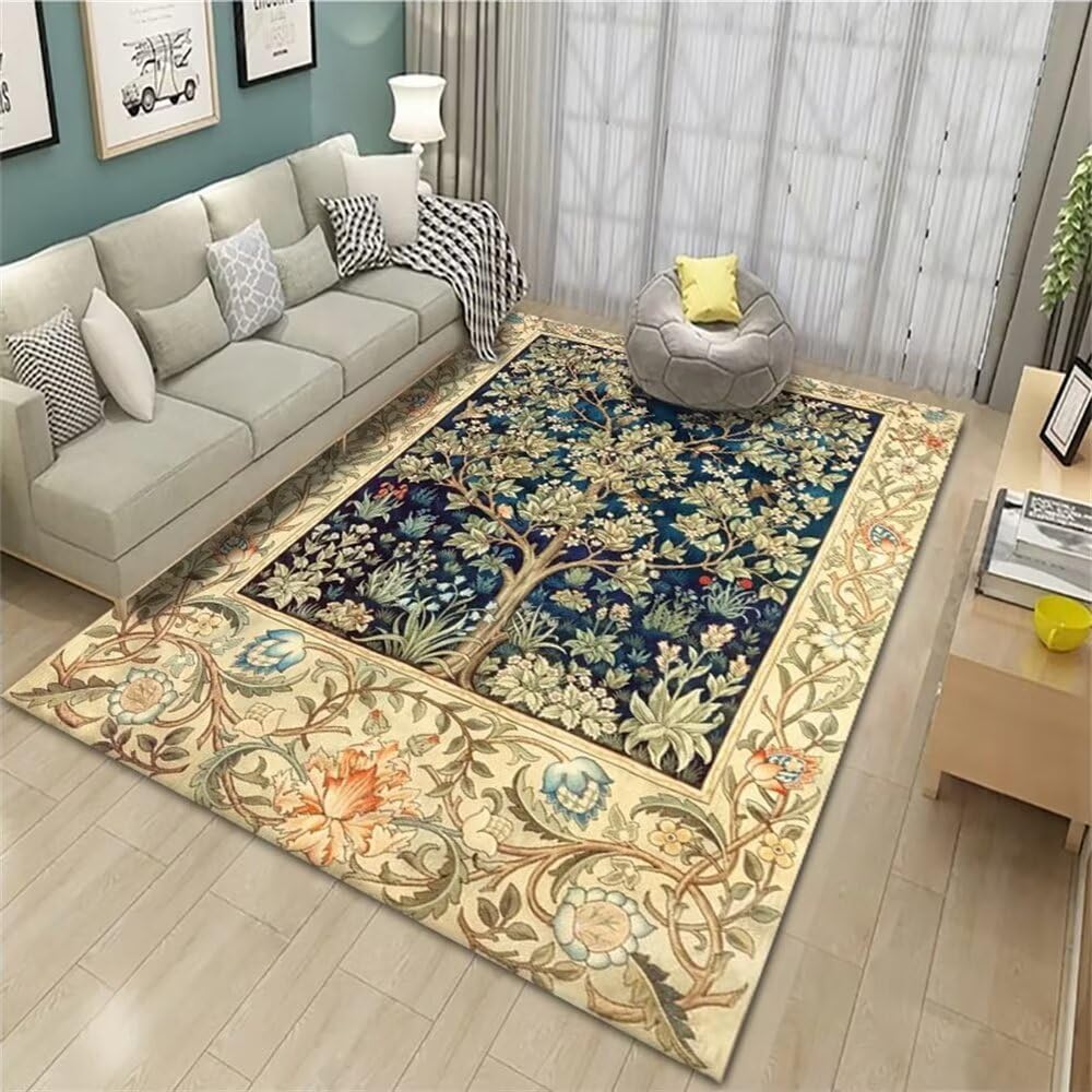 Tapis doux lavable imprimé végétal jaune 200x300cm pour chambre
