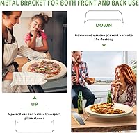 Vista 5 de Juego de 5 piedras grandes para pizza, piedra de pizza resistente de 16 pulgadas para horno y parrilla con asador, cáscara de pizza (roble)