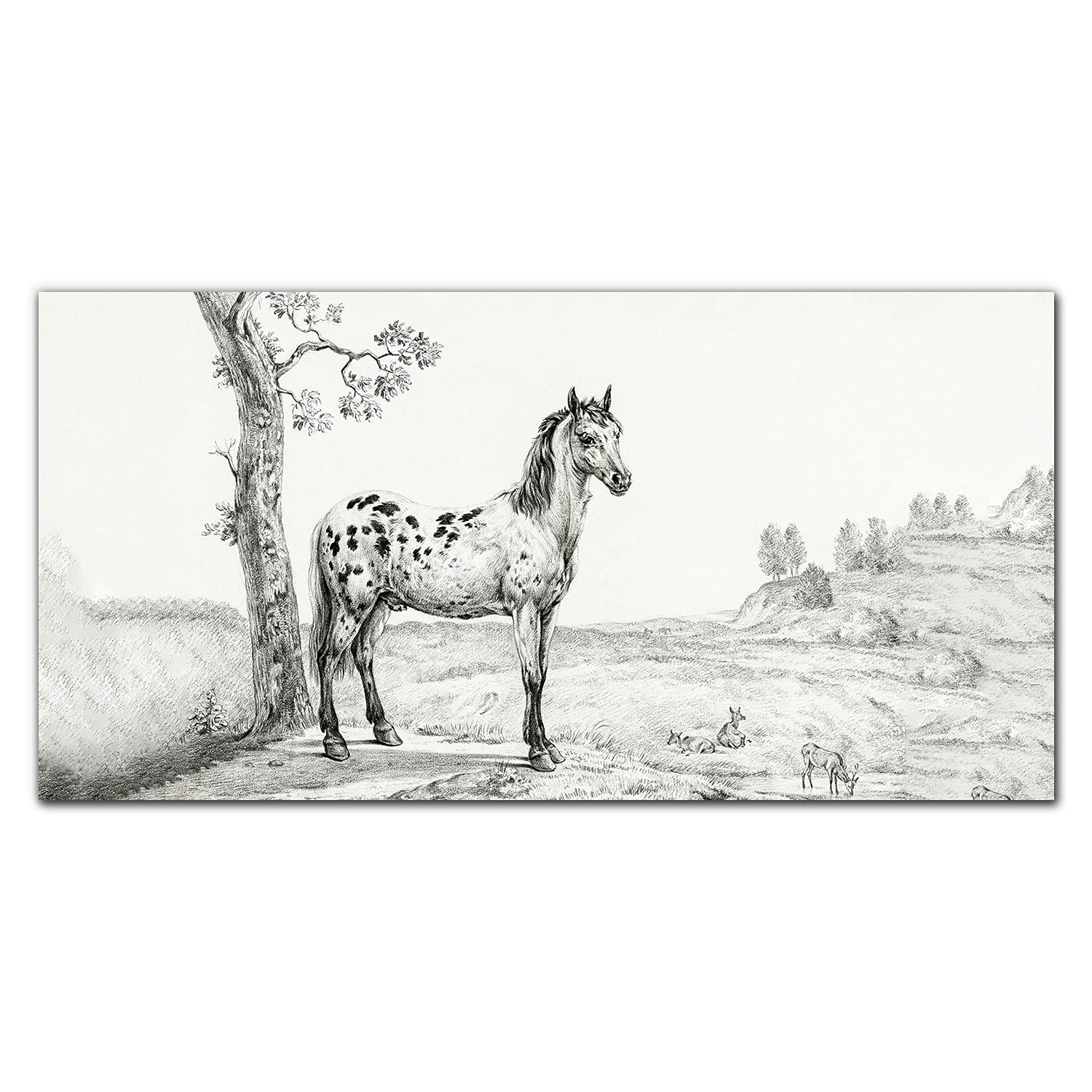 Crédence de cuisine protection murale dosseret en verre trempé adhésive chevaux 140x70cm
