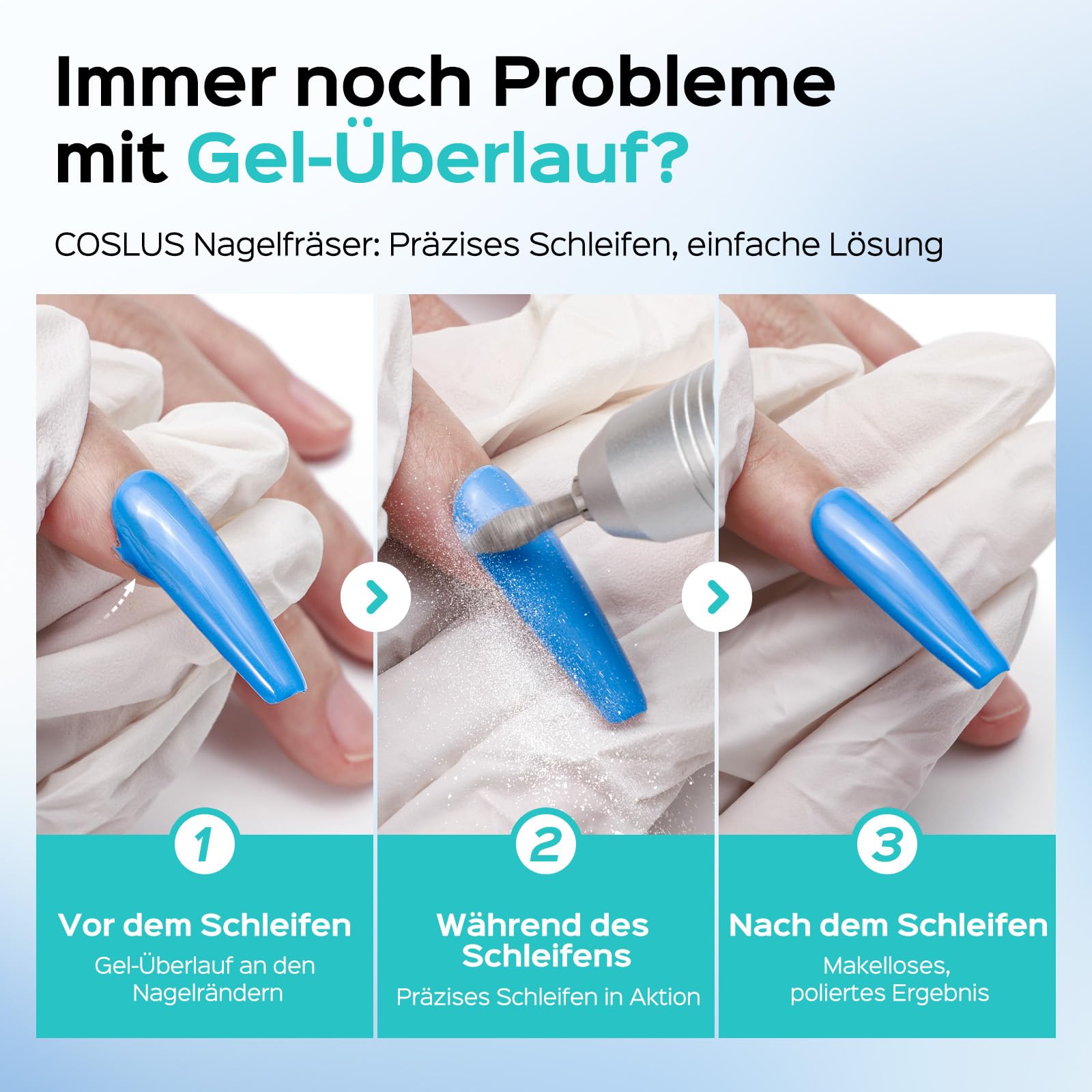 COSLUS E50 Nagelfräser Professionell Set 35000 U/min: Nagelfräser für Gelnägel Elektrische Nagelfeile Maniküre Pediküre Set mit LCD-Anzeige，6 Bits & 31 Schleifbändern für Salon und Zuhause
