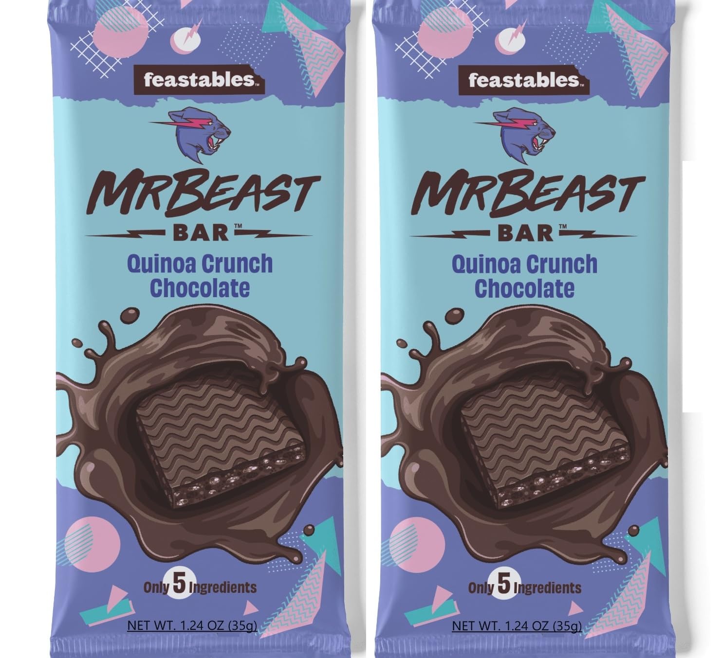 GenericMr. Beast Feastables Quinoa Crunch Rich Chocolate Smooth Delicious Bar Net Wt 1.24oz 35gm (Pack Of 2)