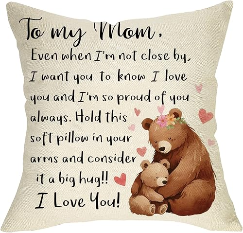 Funda de almohada decorativa para el día de la madre, Navidad, cumpleaños para mamá, mujeres, damas, regalos de hija, hijo, 18 x 18 pulgadas, para