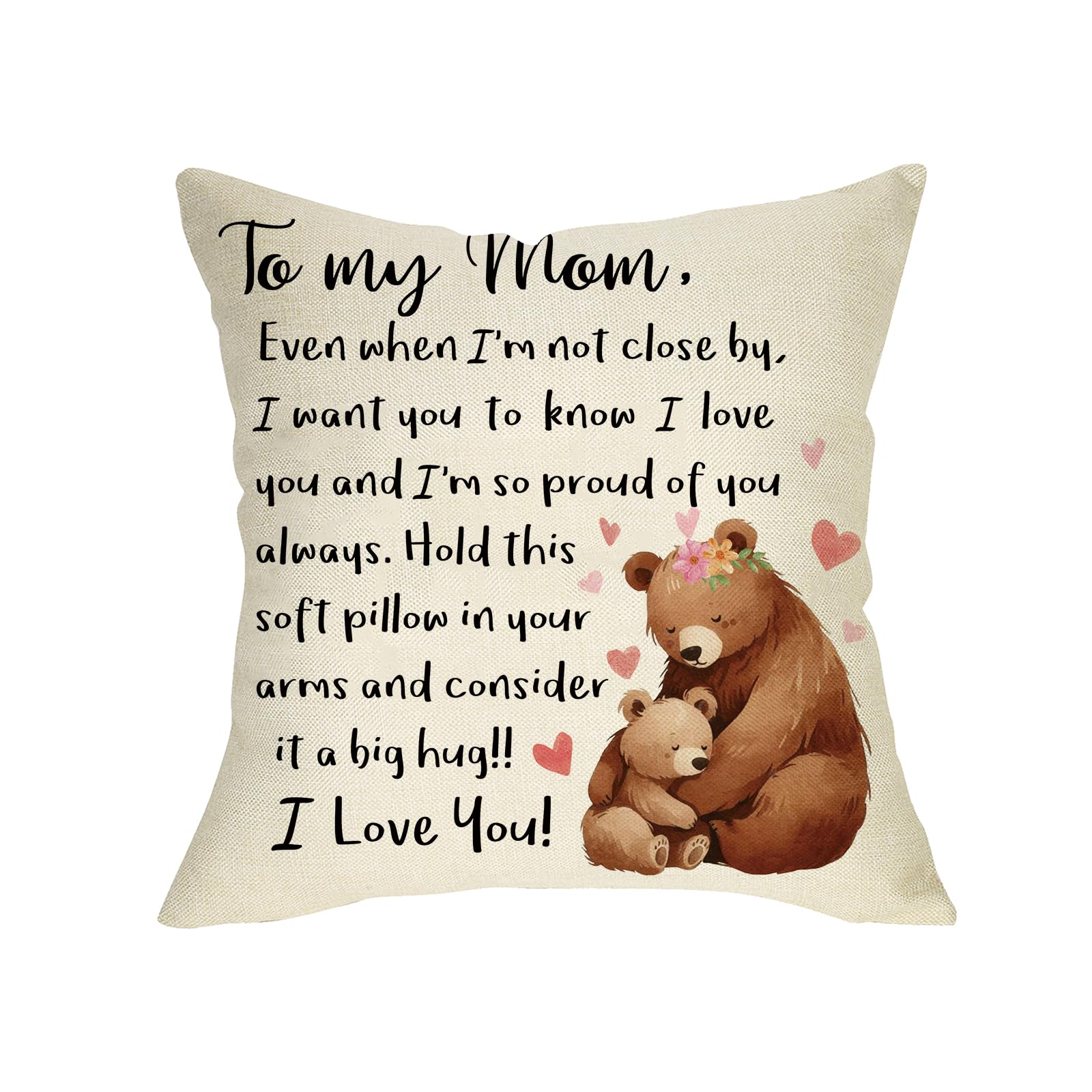 Fjfz to My Mom Gifts from Daughter Son Decorative Throw Pillow Cover 18 x 18 Mothers Day Christmas