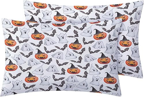 Miniatura 18 de Sábanas de murciélago tamaño individual – Juego de sábanas de Halloween para niños y niñas, juego de sábanas en blanco y negro, microfibra suave