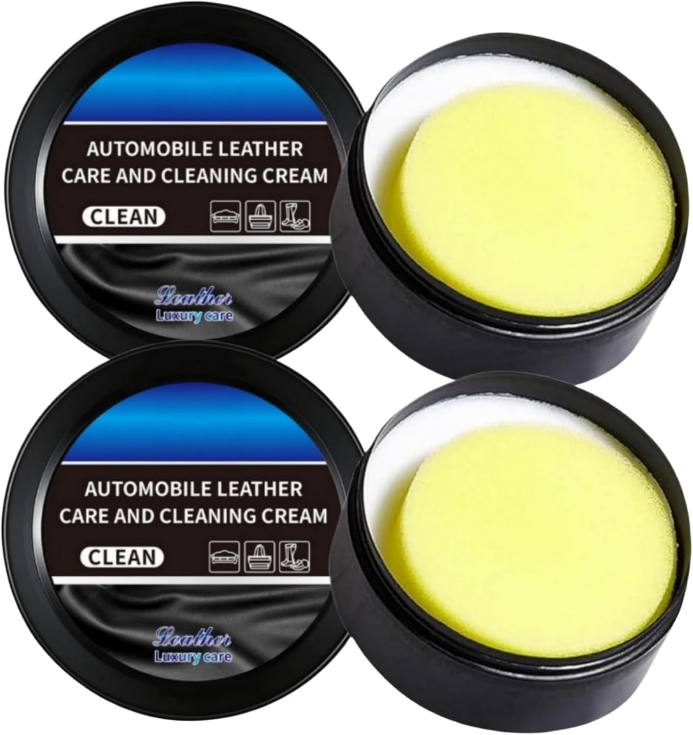 Leather Balm for Cars, Leather Cleaner and Conditioner for Car Interior, Multifunctional Cleaning and Care Cream & Cleaning Paste, Deep Cleaner & Leather Repair Kit for Furniture, Shoes, Bags(2PC)