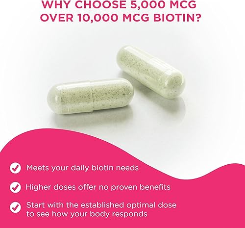 Miniatura 5 de Vital Vitamins Píldoras de complejo de biotina - con ácido hialurónico, MSM, colágeno y vitamina C - Suplemento para cabello, piel y uñas - 60