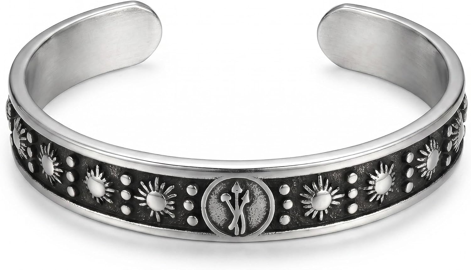 YWMAN Sun Mushroom Cuff, Vintage Boho Fungi Bracelet with Celestial Design, Hypoallergenic Stainless Steel