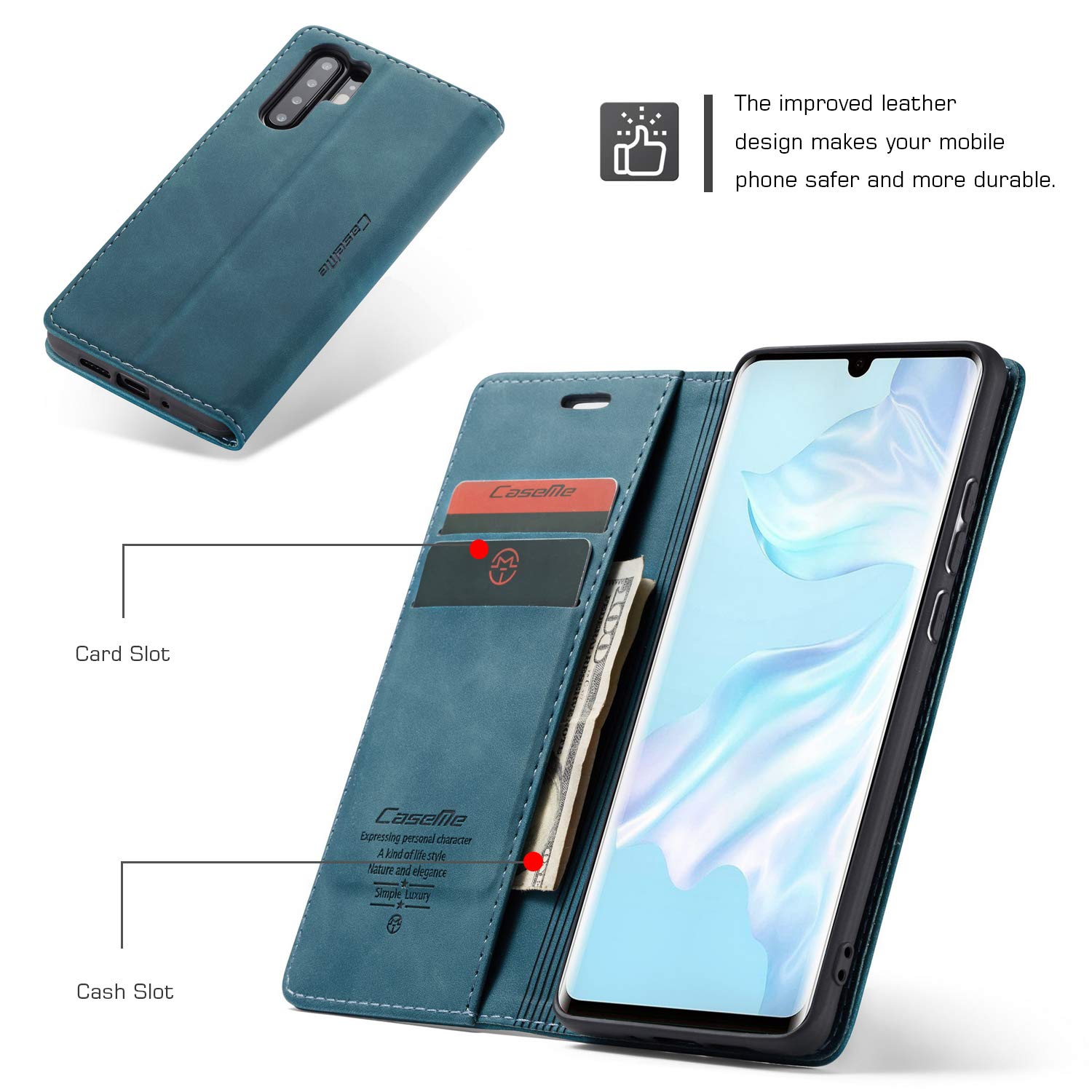 Avizar - Custodia Huawei P30 Pro Portacarte Funzione Stand Flip Cover Nero - ePR