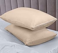 Vista 8 de Utopia Bedding Protector de almohada impermeable, con cremallera, paquete de 2, beige, estándar, funda de almohada a prueba de chinches, de 20 x 26