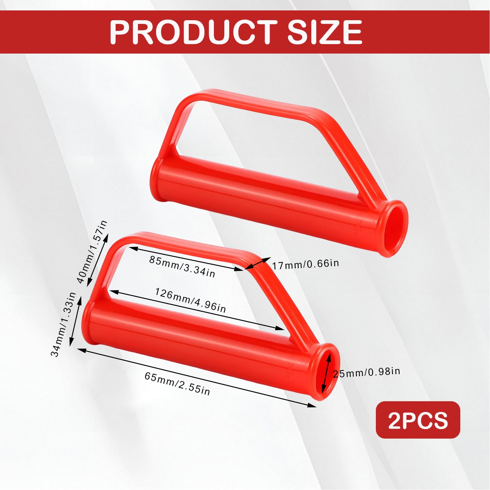 2 Pack 25 mm Schubkarrengriffe Safety Handles for Sack Truck, Transport Trolley, Griffe Schubkarrengriffe Holz Replacement Handles with Bump Protection, Red Stacking Trolley Handles