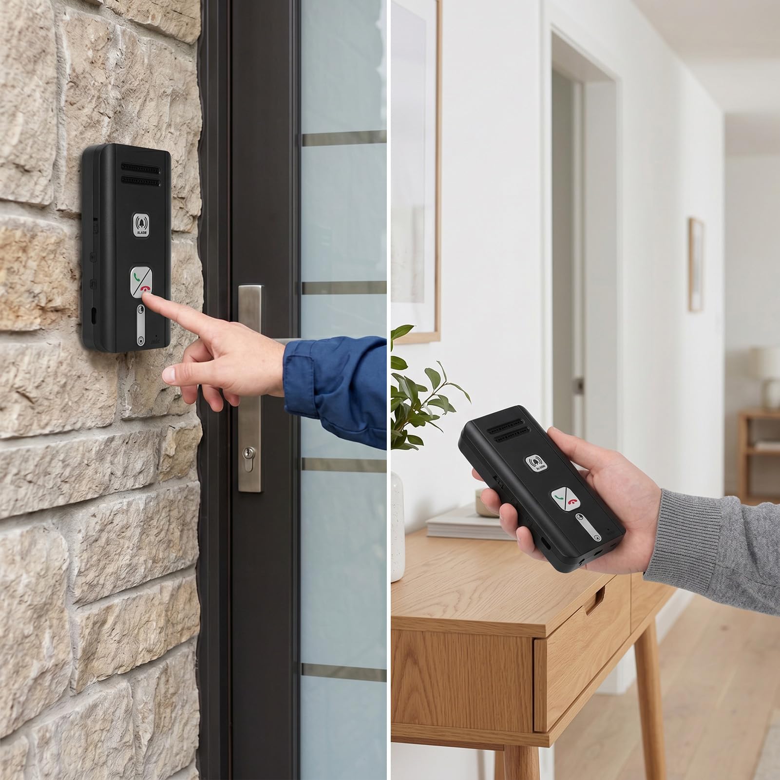 Bewinner Système D'Interphone sans Fil à 2 Voies, Interphone Domestique Duplex Intégral Longue Portée de 500 M avec Réponse Automatique et Diffusion de Groupe, pour le Bureau à Domicile (BLACK)