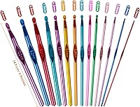 Vista 5 de Juego de ganchos de ganchillo, agujas de tejer con mango de aluminio para manos artríticas, agujas de ganchillo para manualidades de hilo, bonito