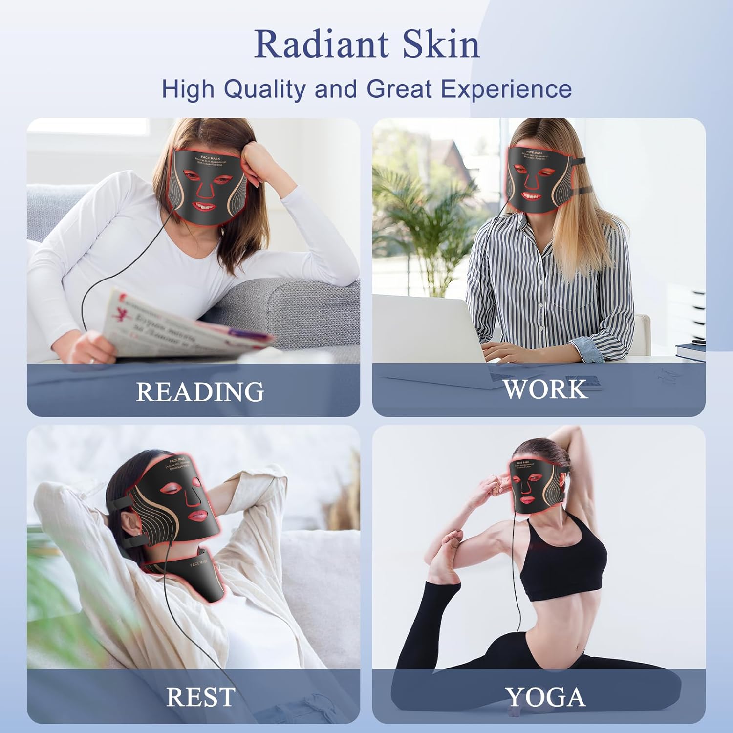 Red Light Therapy for Face & Neck, 7in1 LED Light Therapy Mask, Rechargeable Red Light Therapy Mask, 103 3-in-1 Fusion LED Beads, Anti-Aging, Skin Firming & Radiant Glow at Home - Image 7