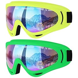 COOLOO Ski Goggles, 2 Pack Snow Goggles Snowboard Goggles for Men Women Kids - UV Protection Foam Anti-Scratch Dustproof