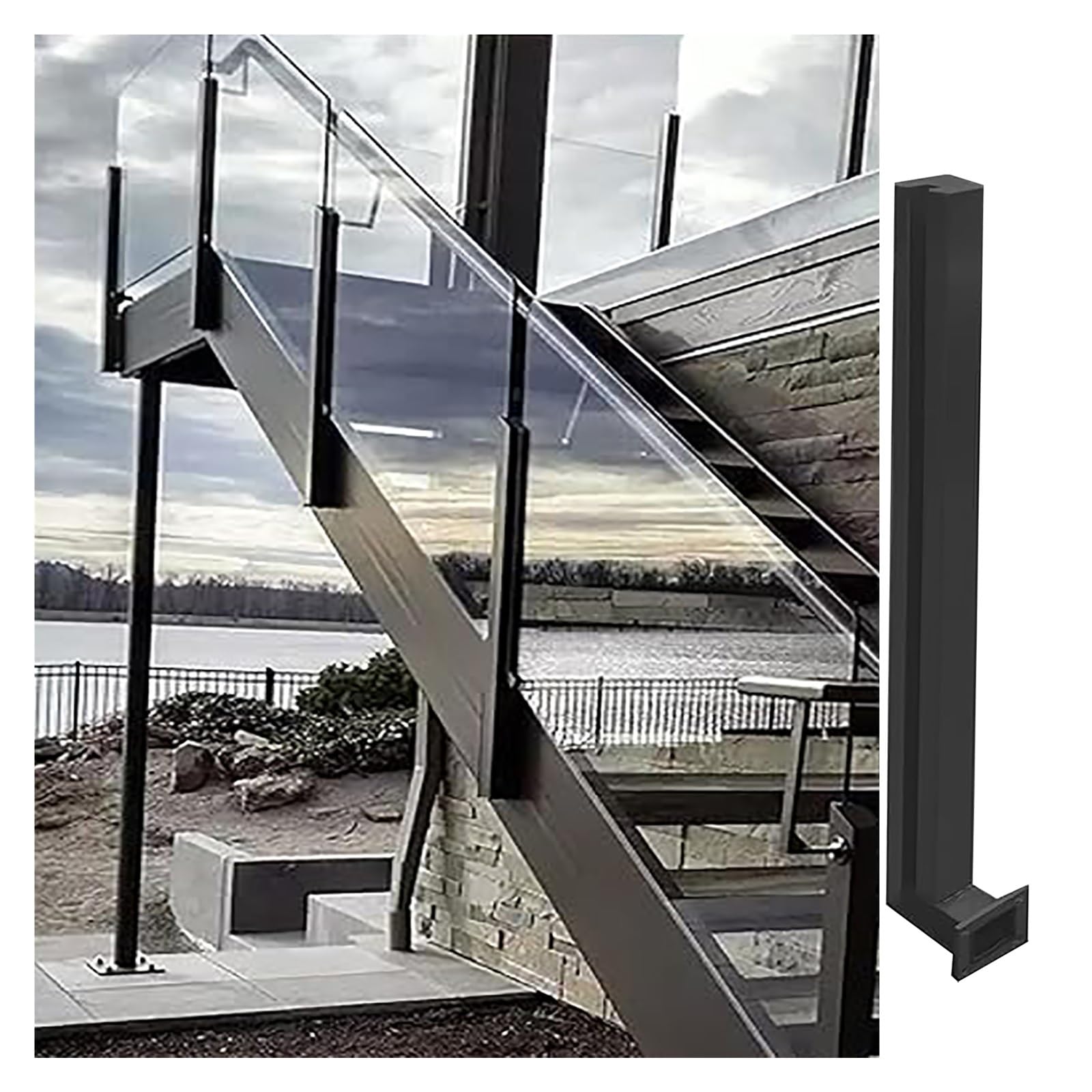 System balustrad szklanych do schodów wewnętrznych/zewnętrznych – wysokość kolumny bezpieczeństwa balustrady tarasowej 80-105 cm, idealna na poddasze i klatki schodowe.