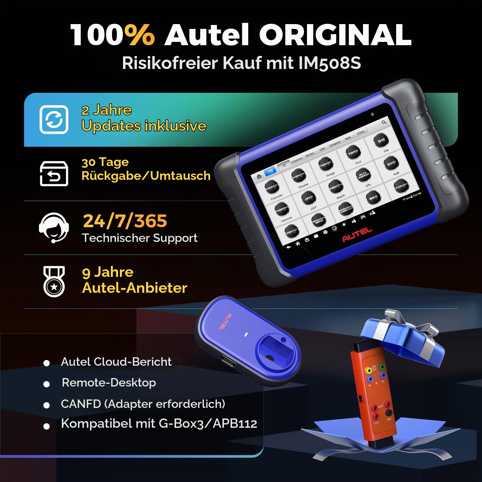 Autel MaxiIM IM508S mit XP200 Schlüssel Programmiergerät Auto, 2-Jahre Update[Wert 650€], 2026 Up von KM100 IM508 IM608PRO Autoschlüssel Programmierer, 3K+ Bidirektionale Test, 40+ Dienste, Android 11 | 3000+ Bidirektionale Tests, 40+ Servicefunktionen, e