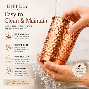 Pure Copper Cups Set of 2, 350 ml (11.8 oz) Hammered Solid Copper Tumblers for Water, Juice, Cocktails & Moscow Mule, Heavy Gauge Drinking Glasses for Home Bar Travel, Reusable Gift Set (Premium)