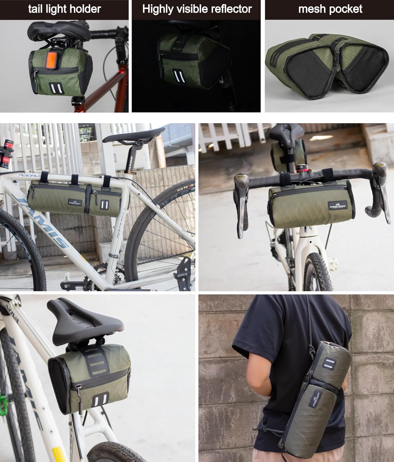 GORIX Bike Front Bag Handlebar Bag Saddle Bag Shoulder Bag Separable Waterproof Large Capacity Road Bicycle Mini Velo (Adventure Hanbun)