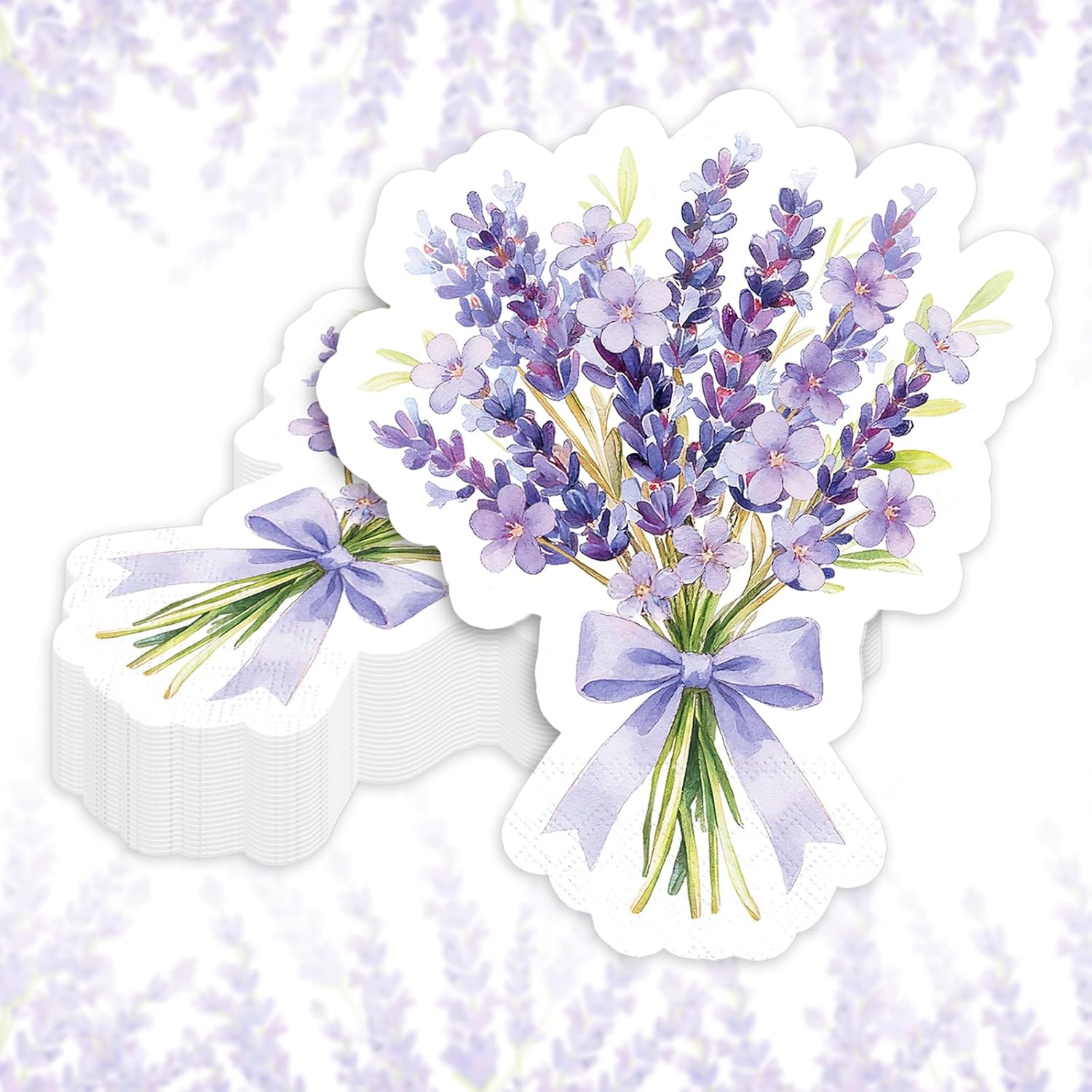 Amazon.com: JarThenaAMCS 50Pcs Lavender Paper Napkins Purple Bow Floral ...