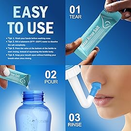 MAOEVER 120 Saline Packets, Neti Pot Salt Packets, Individually Wrapped Saline Packets for Neti Pots, Nasal Irrigation, and Squeeze Bottles & Sinus Relief | Sinus Care (Green, 120)