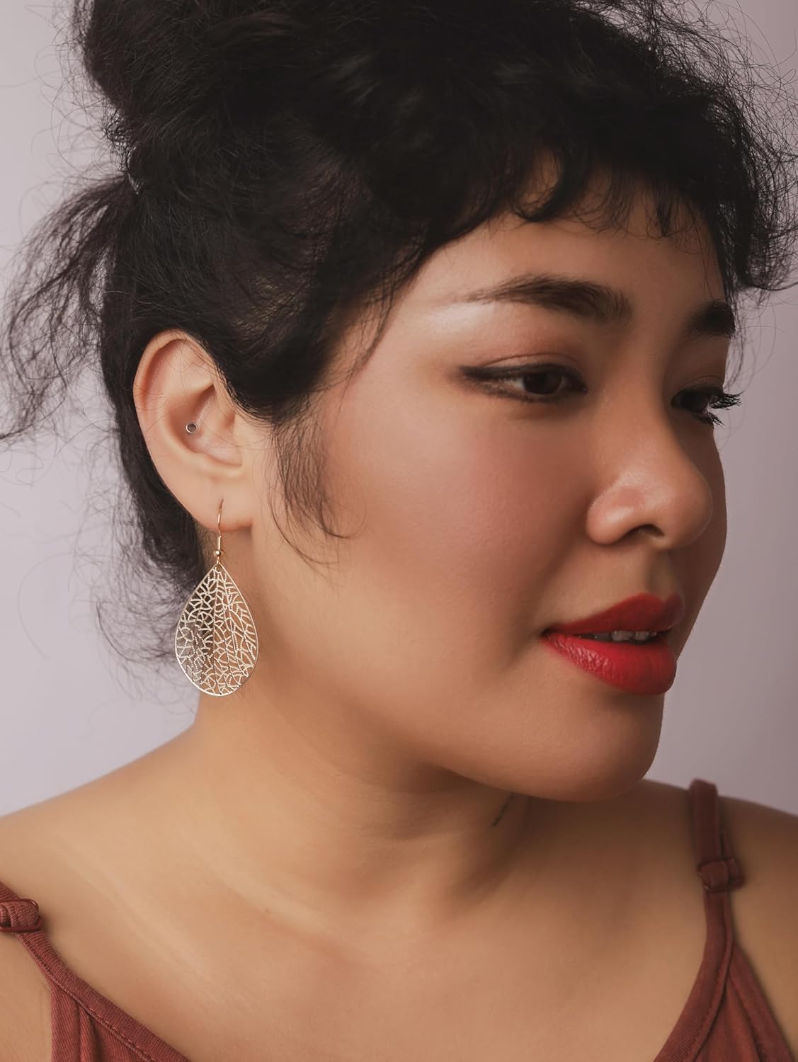 MINACHI Gold Plated Hollow Cut Out Waterdrop Teardrop Filigree Dangle Drop Earrings for Women, Vintage Fashion Statement Jewelry Gift for Women - Image 7