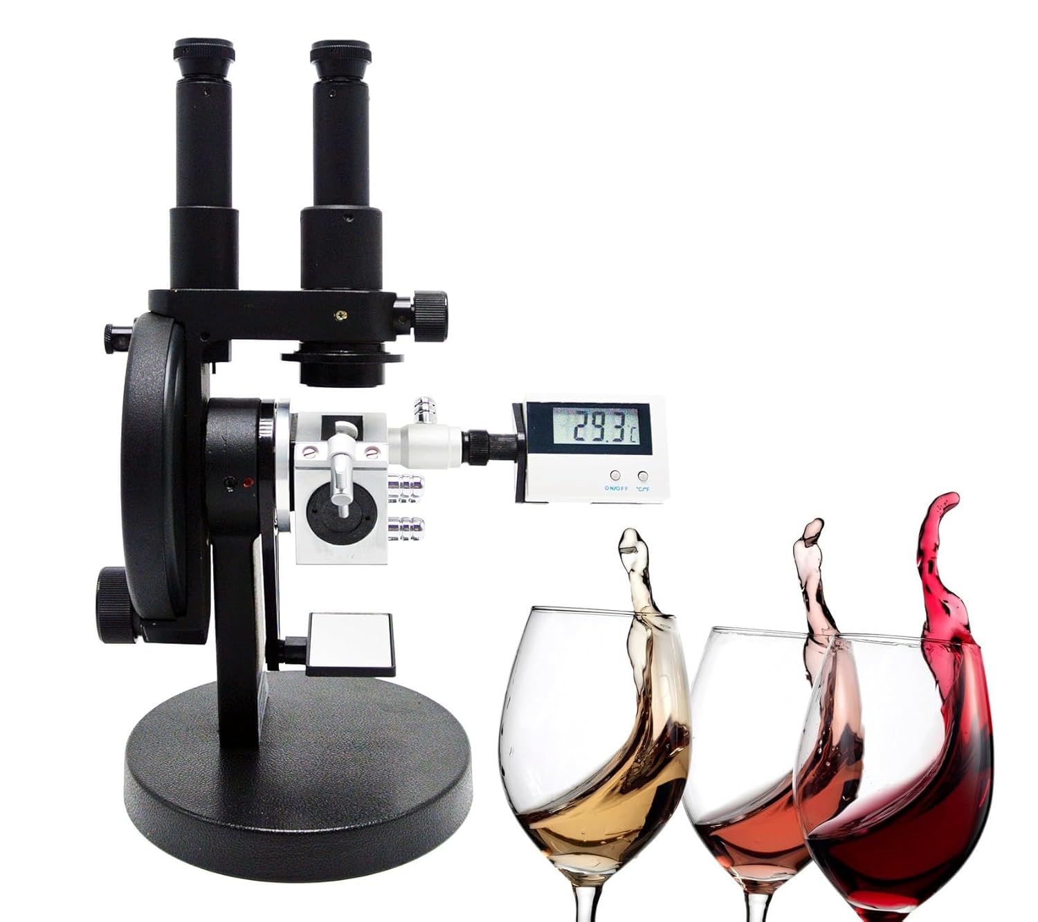 Binocular Abbe Refractometer Brix Meter Lab Optical Refractometer Refractive Index 1.3000-1.7000nD Accuracy ±0.0003nD for Sugar Solution,Beverage,Oil,Food,Pharmaceutical,Paint,Petroleum,Etc